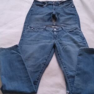 7 For All Mankind And Banana Republic Women's Blue Jeans Lot Of 2,Size 27 Waist